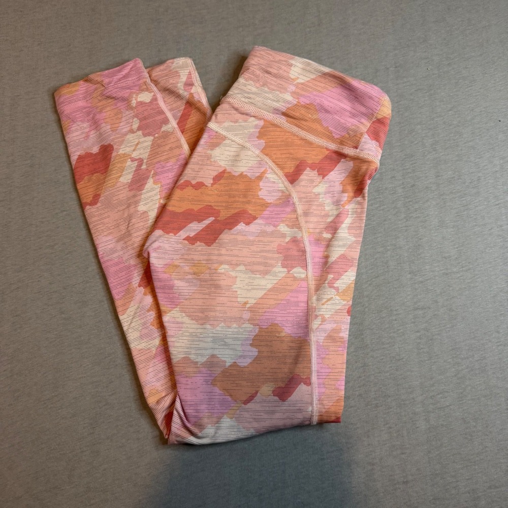 Outdoor Voices TechSweat Leggings Pink Orange Camo Print Size Small High Rise